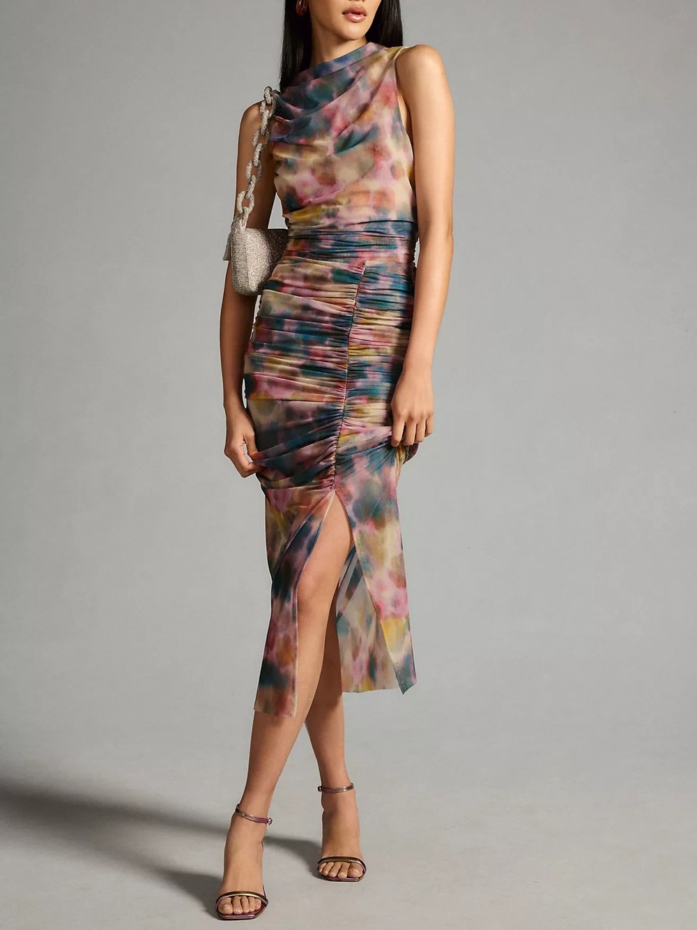 Anthropologie Pilcro Watercolor Printed Mesh Shell 2 Piece Matching Skirt Set